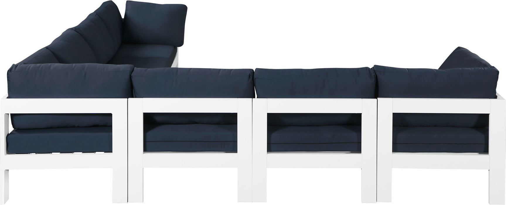Nizuc - Outdoor Patio 7 Piece Modular Sectional With White Frame