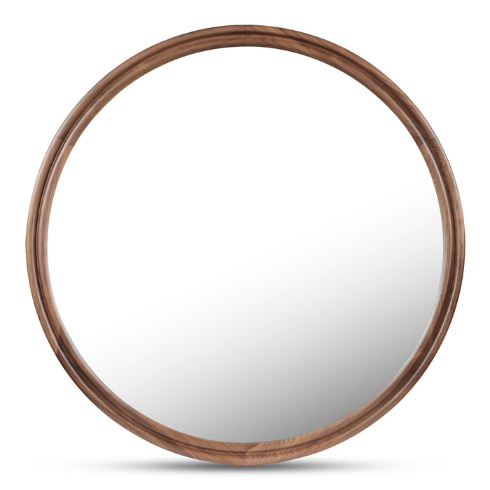 Alcott - Round Accent Mirror Large - Dark Brown