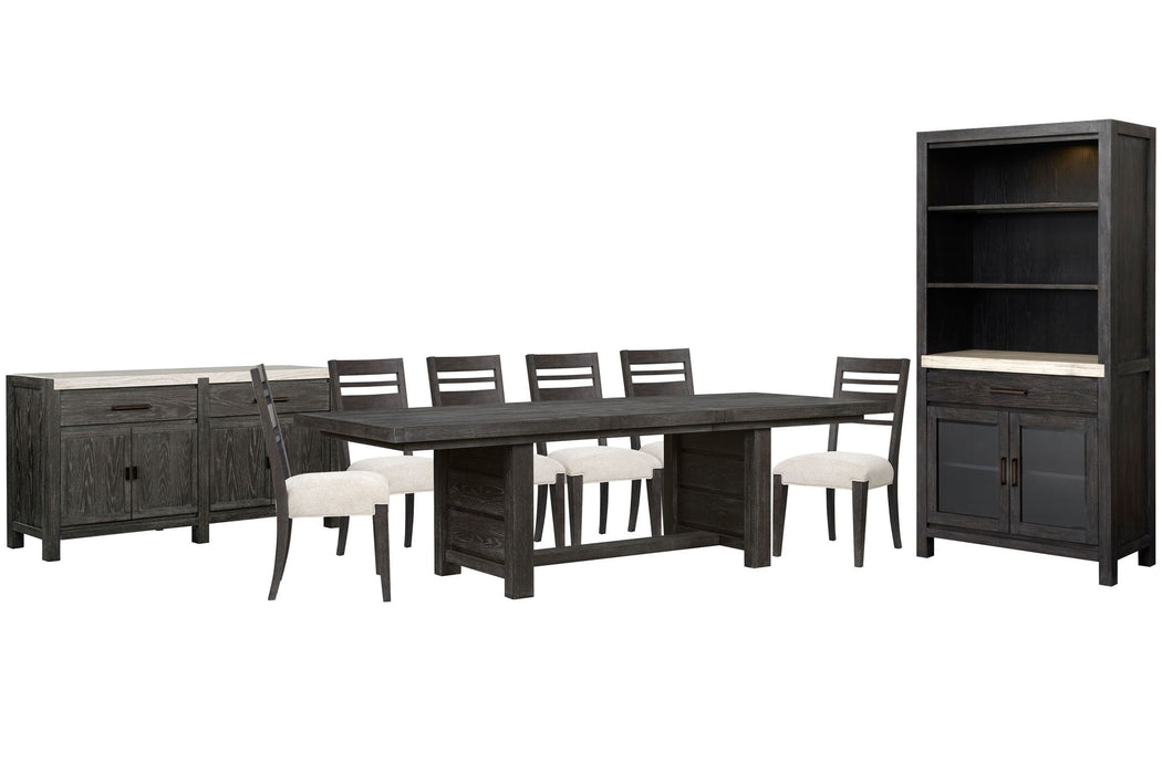 Plum Creek - 9 Piece Extendable Trestle Dining Table Set