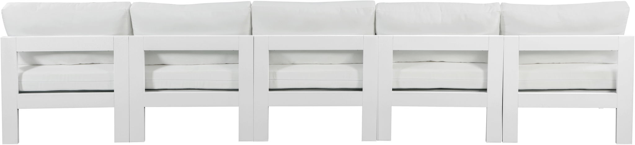 Nizuc - Outdoor Patio 5 Seat Modular Armless Sofa With White Frame