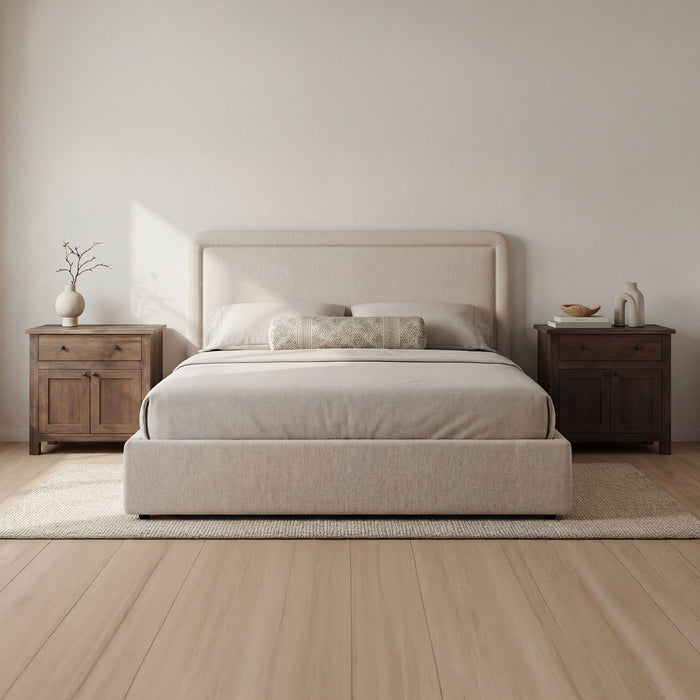 Simon - King Storage Bed - Flecked Beige