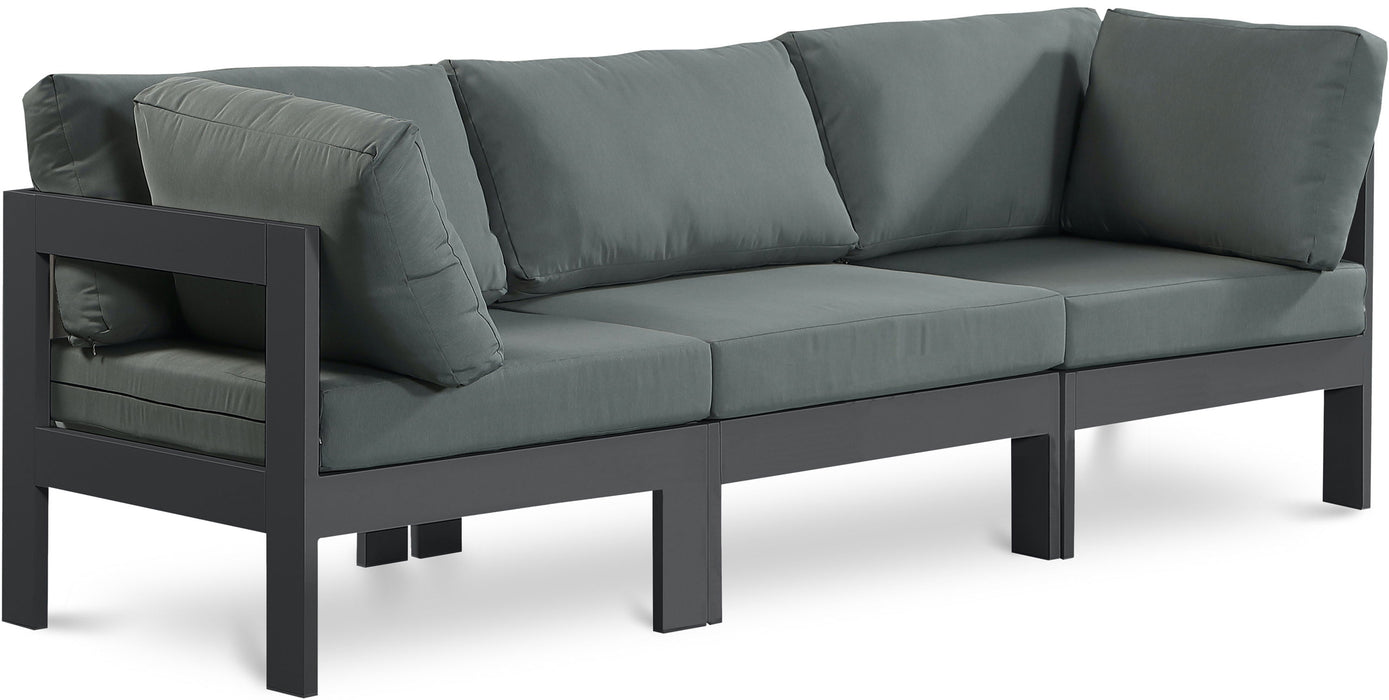 Nizuc - Outdoor Patio 3 Seat Modular Sofa With Gray Frame