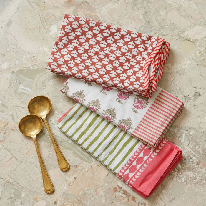 Crissy - Cotton Canvas Printed Napkins (Set of 4) - Pink Vintage Floral