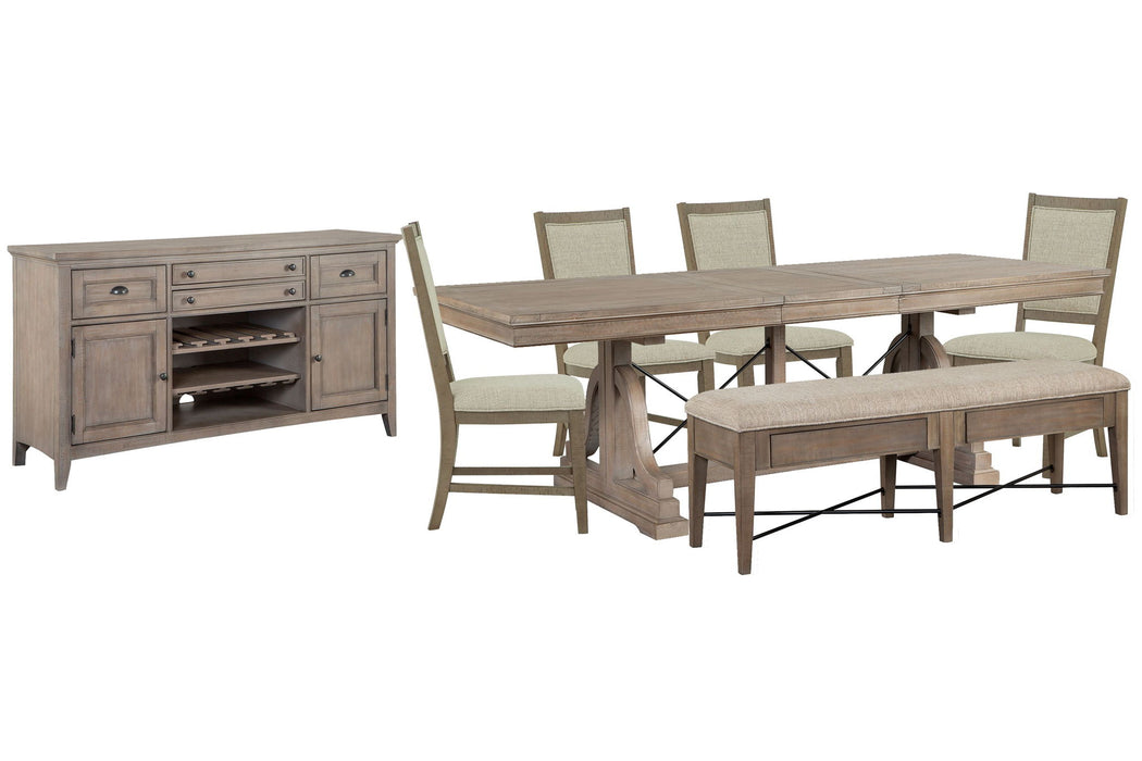 Paxton Place - Extendable Trestle Dining Table Set