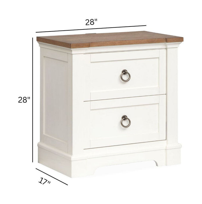 Kingston - Drawer Nightstand - Whisper White And Cerused Nutmeg