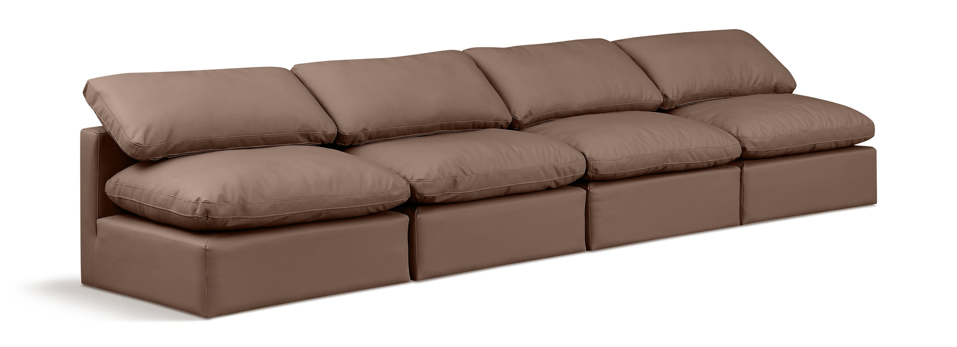 Indulge - Faux Leather 4 Seat Modular Armless Sofa