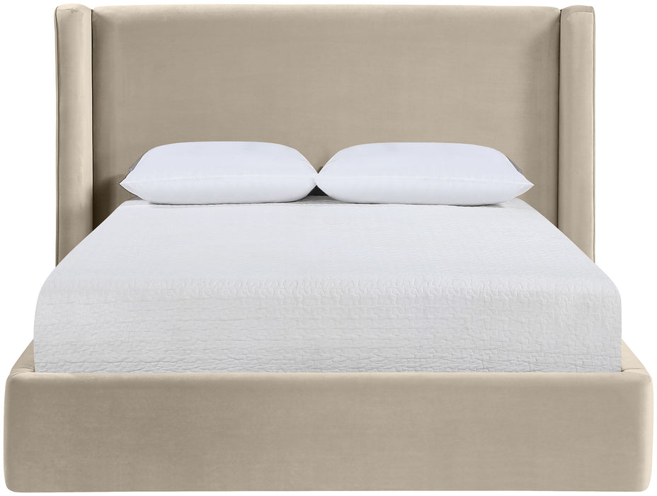 Kendall - Velvet Upholstered Bed - Cream