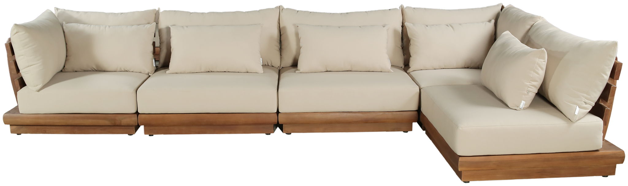 Mirella - 5 Piece Water Resistant Fabric Upholstered Outdoor Patio Modular Sectional