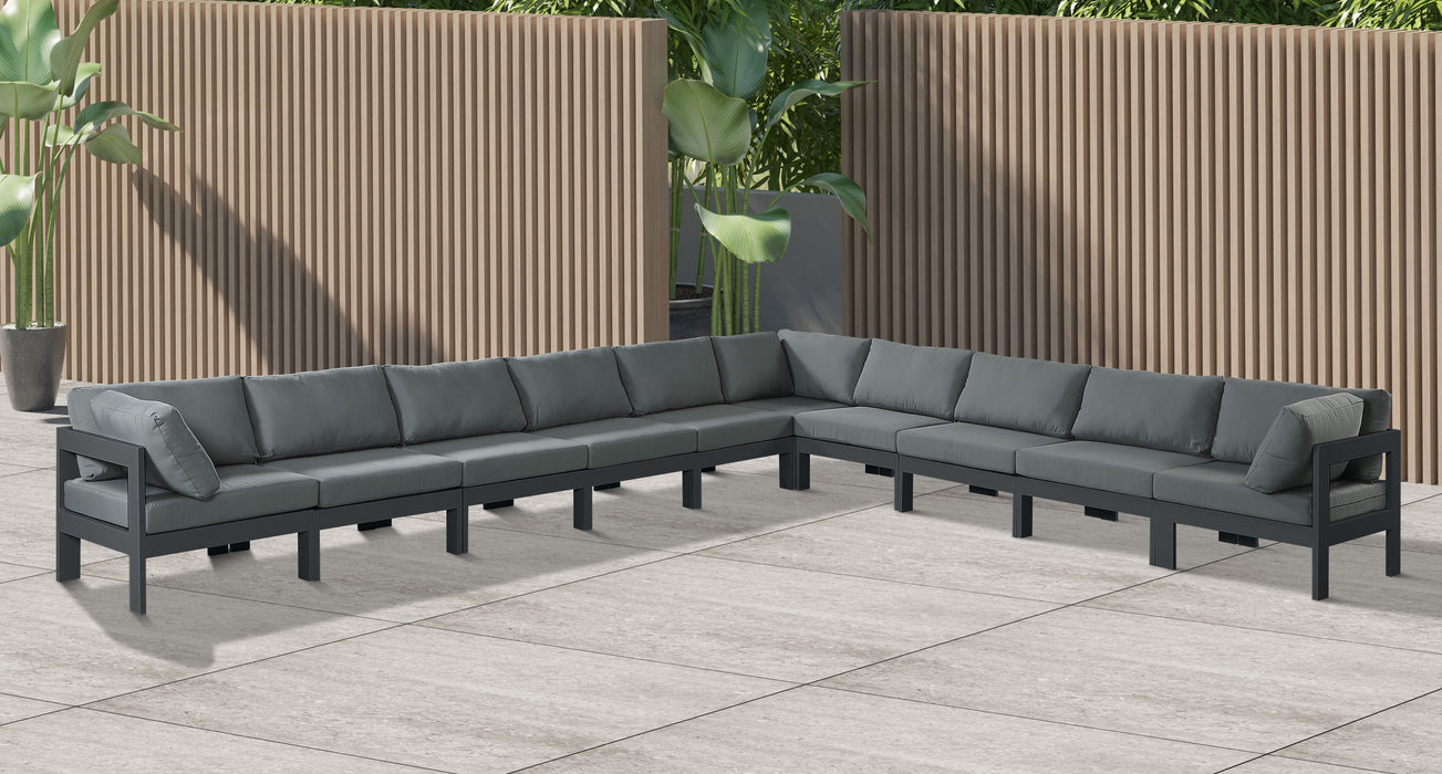 Nizuc - Outdoor Patio 10 Piece Modular Sectional With Gray Frame