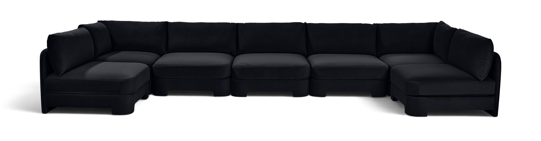 Hammond - Velvet Performance Fabric Upholstered 7 Piece U-Shaped Armless Sectional