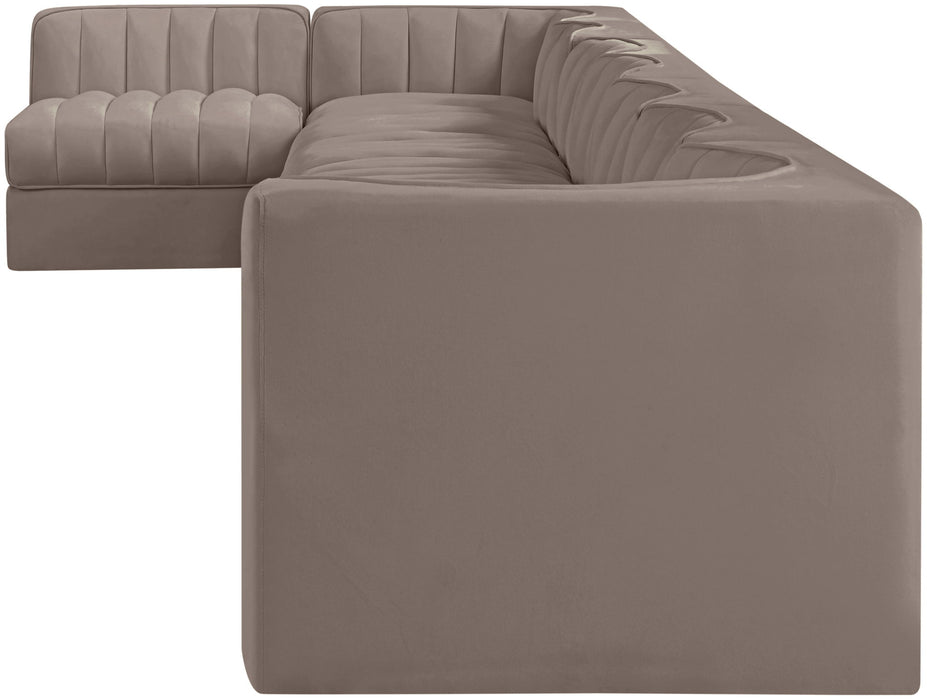 Rummi - Velvet Performance Fabric Upholstered 8 Piece Modular Sectional, L-Shaped (Right)