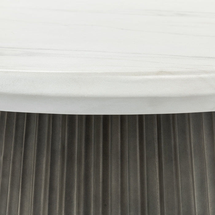 Caspia - 47" Outdoor Round Dining Table - White / Dark Gray