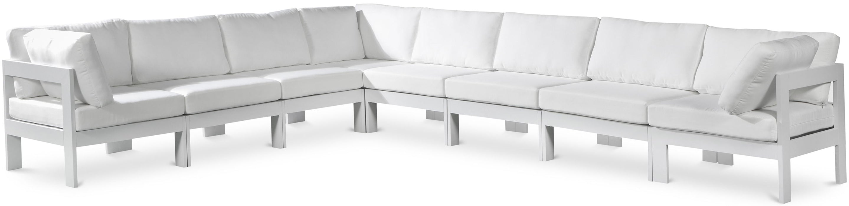 Nizuc - Outdoor Patio 8 Piece Modular Sectional With White Frame