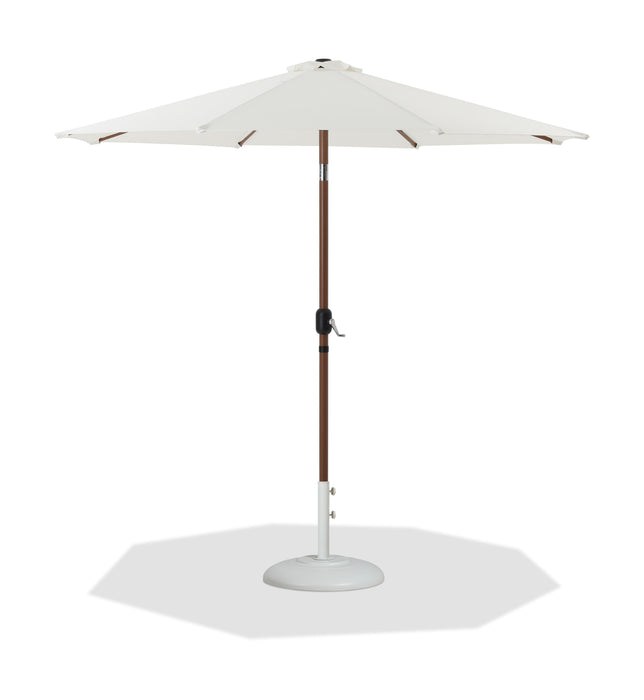 Fiji - Aluminum Patio Umbrella With Round White And Teak Base