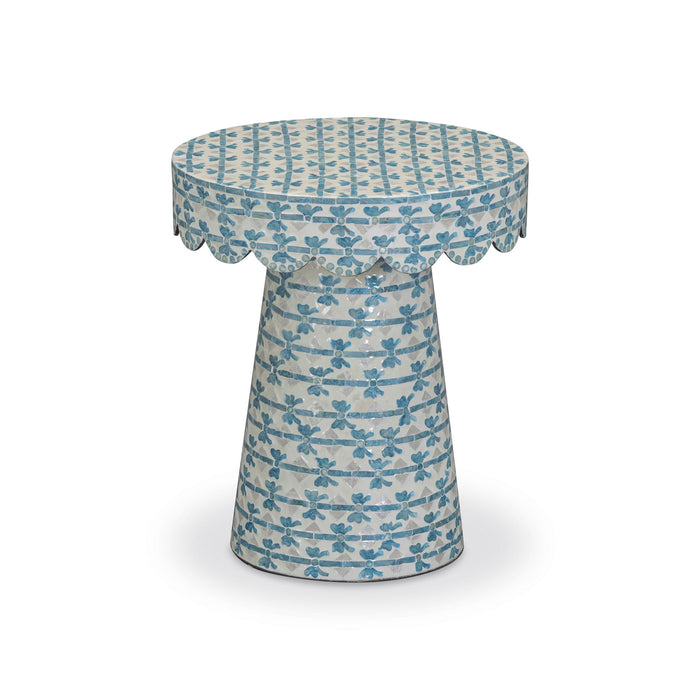 Lady - Capiz Shell Round Side Table - Blue Ribbon