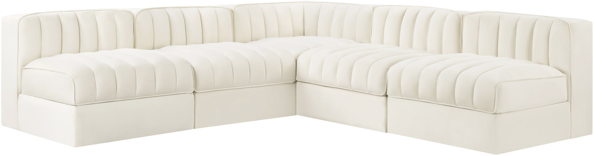 Rummi - Armless Velvet Performance Fabric Upholstered 5 Piece Modular Sectional
