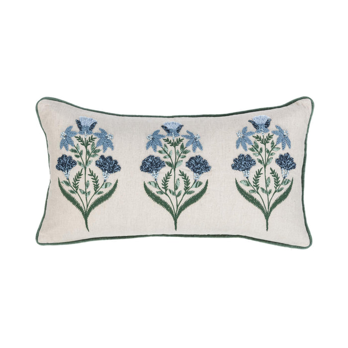 Novel Estate - 14" x 26" NV Belcourt Floral Pillow - Floral Natural / Blue