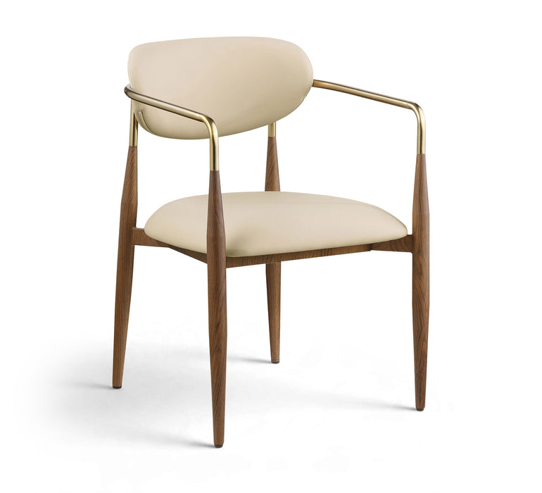 Ronda - Vegan Leather Upholstered Dining Arm Chair - Walnut Legs