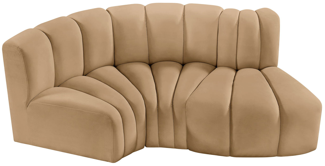 Arc - Velvet 3 Piece Modular L-Shaped Sofa