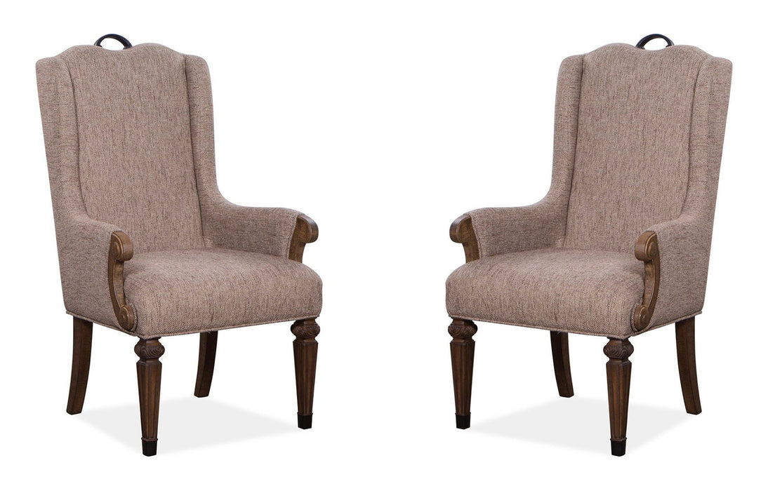 Durango - Wood Upholstered Host Arm Chair (Set of 2) - Willadeene Brown