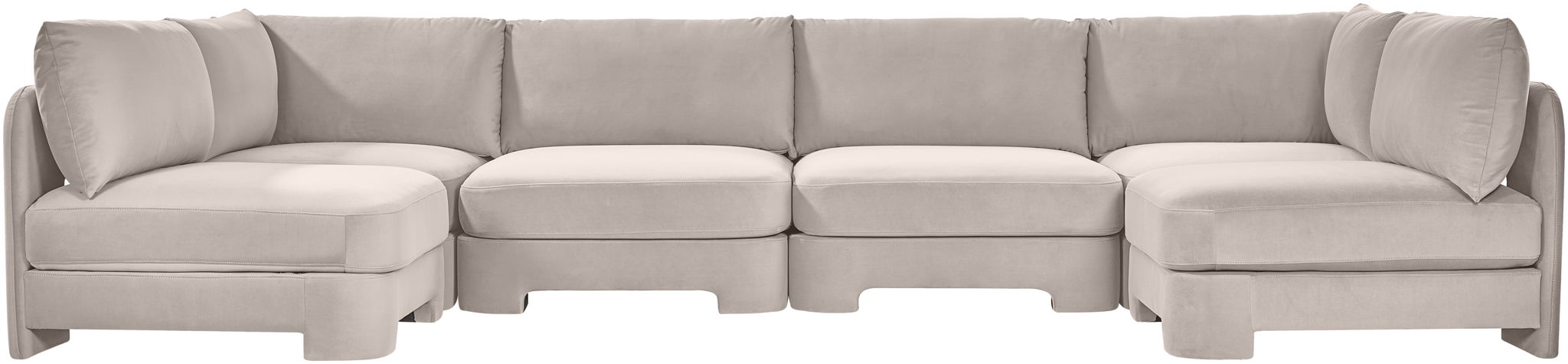 Hammond - Velvet Performance Fabric Upholstered 6 Piece U-Shaped Armless Sectional