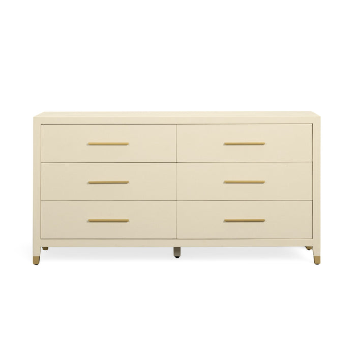 Dani - Faux Shagreen 6-Drawer Dresser - Cream