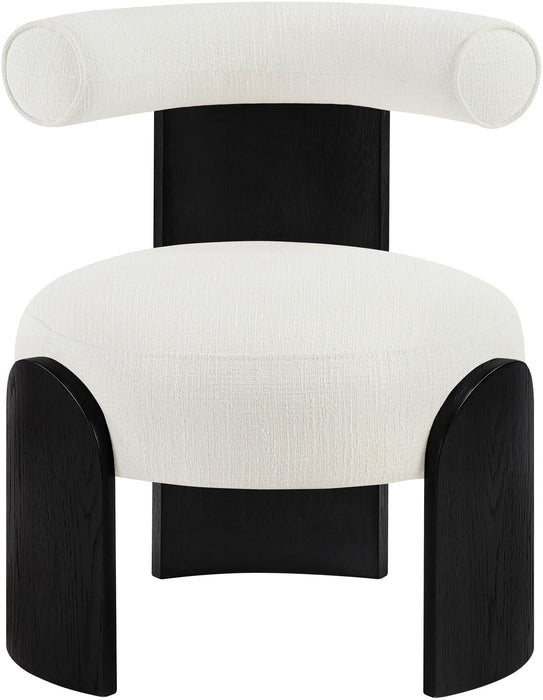 Calder - Linen Textured Fabric Upholstered Accent Chair - Painted Black Base