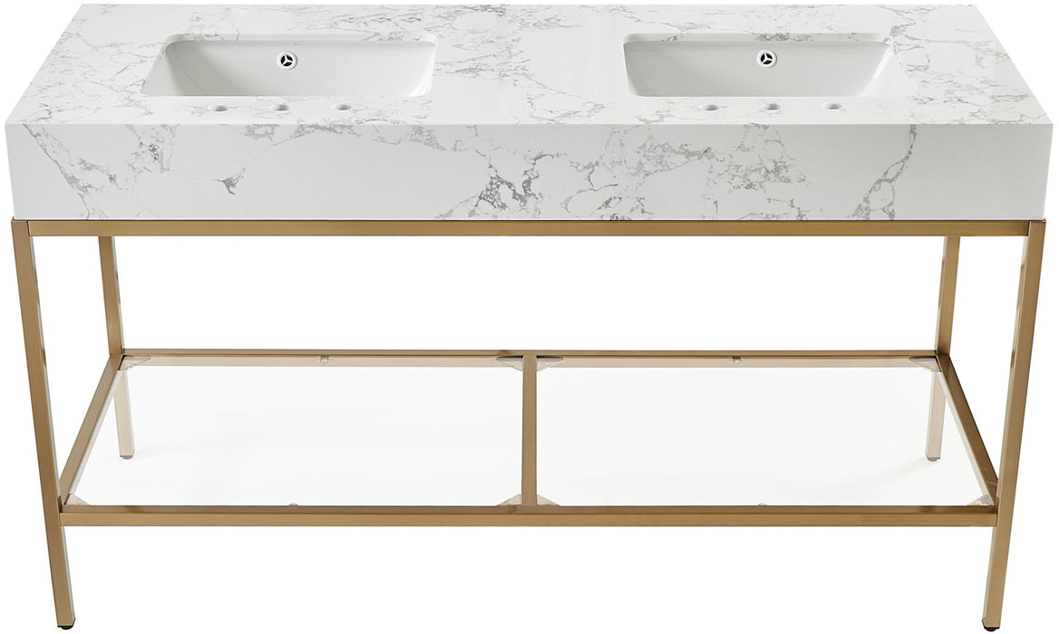 Marmo - Engineered Marble Bathroom Vanity With Gold Base