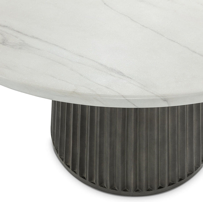 Caspia - 47" Outdoor Round Dining Table - White / Dark Gray