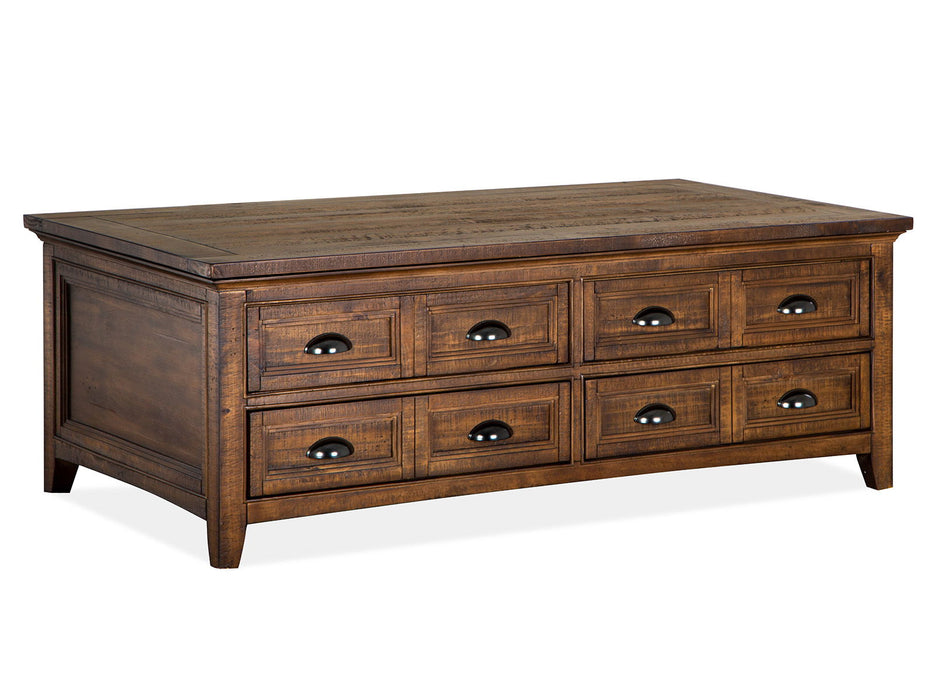 Bay Creek - Lift Top Storage Cocktail Table With Casters - Toasted Nutmeg