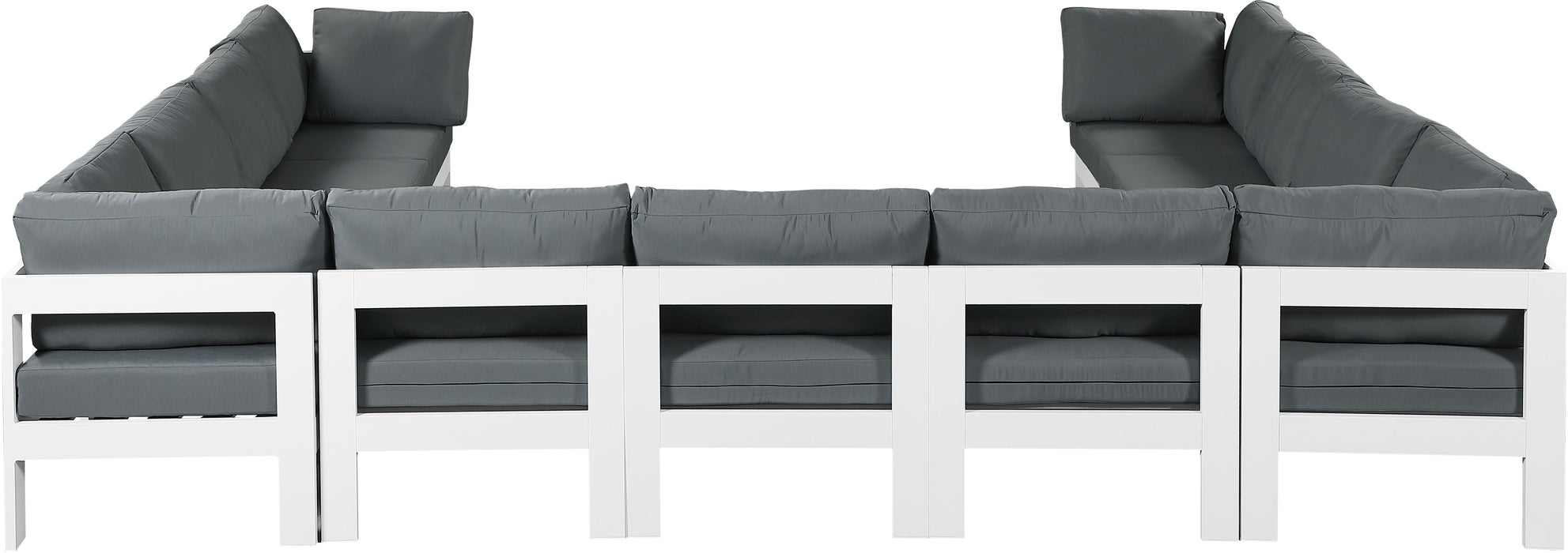 Nizuc - Outdoor Patio 11 Piece Modular Sectional With White Frame