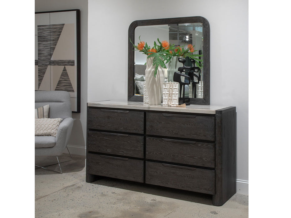 Keaton - Double Drawer Dresser With Portrait Mirror - Black