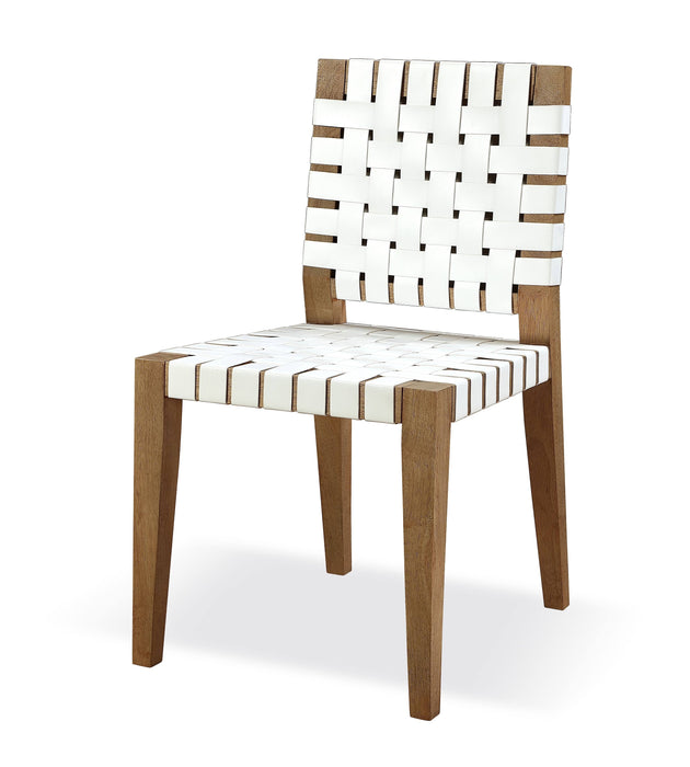 One Side Chair Woven - White/Bisque